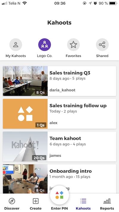 Kahoot For Businesses Hero Features In The App