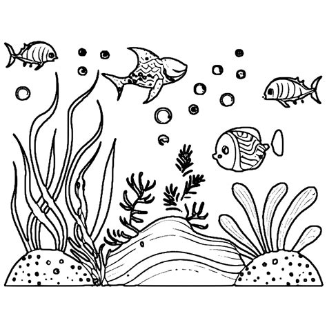Underwater Ocean Scene With Animals Coloring Page · Creative Fabrica