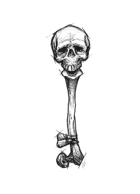 Chaotic Blackwork Skeleton Key Art Print By Millionpm Key Drawings