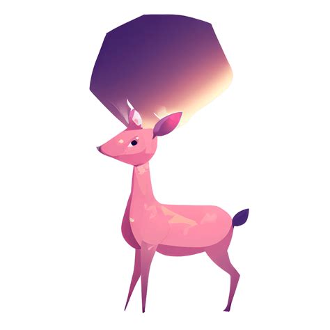 Cute And Adorable Cartoon Fluffy Baby Pink Deer · Creative Fabrica