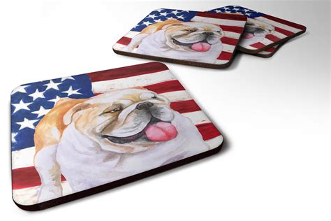 Set Of English Bulldog Patriotic Foam Coasters Set Of