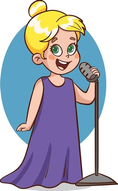 Premium Vector Vector Illustration Of A Cute Little Girl Singing With