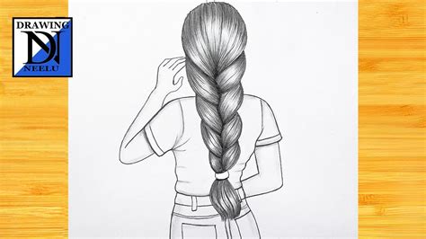 How To Draw A Girl Backside Braid Hair Pencil Sketch For Beginner