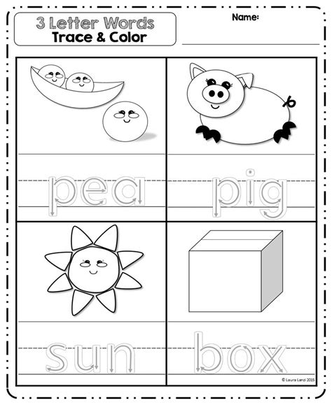 Tracing Three Letter Words Worksheets