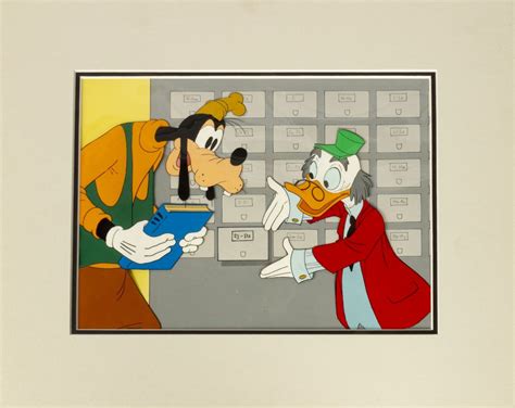 Original Ludwig Von Drake And Goofy Cel With Background