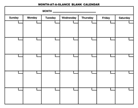 8 X 10 Prinable Blank Monthly Calendar Calendar Template Printable