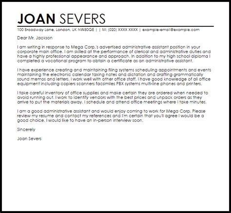 Use the right finance cover letter format. Administrative Assistant Sample Cover Letter | Cover ...