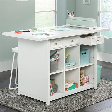 Sauder Craft Pro Work Table In Laminate White Nfm Craft Room Tables