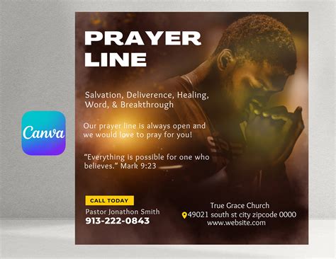 Prayer Line Church Flyer, Church Flyer - Etsy