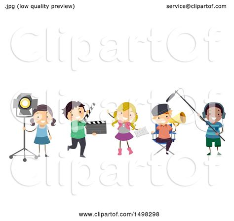 Clipart Of A Drama Class Team In Different Movie Filming Roles
