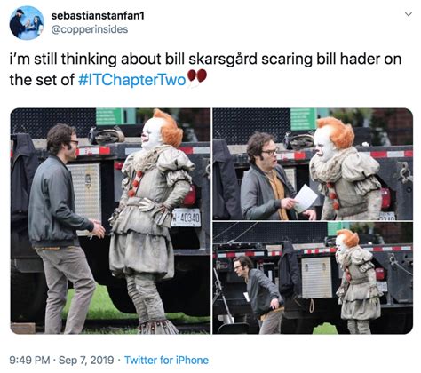 Im Still Thinking About Bill Skarsg Rd Scaring Bill Hader On The Set Of Itchaptertwo Bill