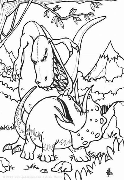 Coloring Dinosaurs Fight Pages Fighting Dinosaur Fights