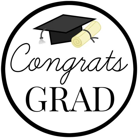 The Congrats Grad Logo With A Graduation Cap And Diploma In Black On A