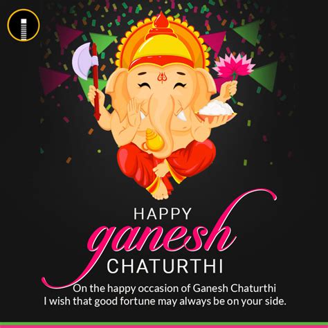 Creative Ganesh Chaturthi Image Greetings Card With Quote Indiater