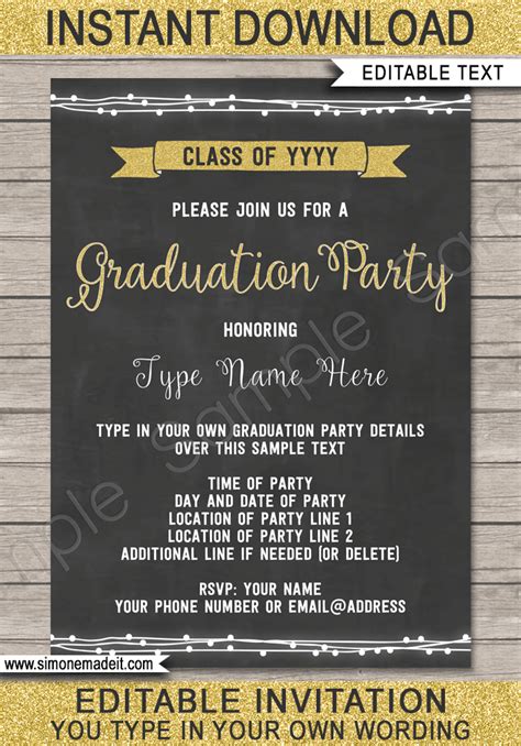 graduation party invitations printable high school