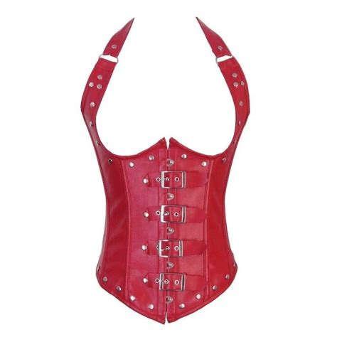 underbust corset red with straps and buckles