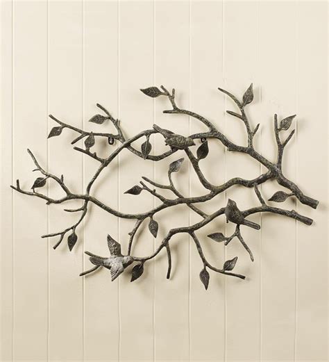 Indooroutdoor Cast Iron Bird Branch Wall Art Plowhearth With Images