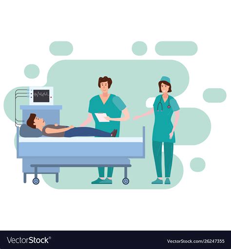 Medical Team Nurse And Doctor Consulting Patient Vector Image