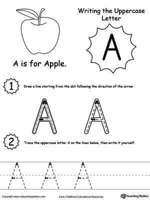 This exercise tests your spelling ability of the alphabet. Writing Uppercase Letter A | MyTeachingStation.com