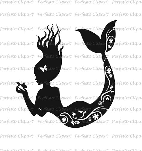 Mermaid Silhouette Svg Pdf Ai Mermaid Cliaprt Mermaid Etsy