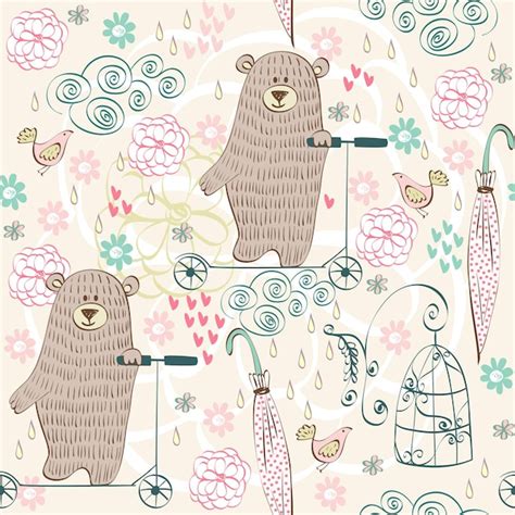 Premium Vector Vector Seamless Pattern With Bears