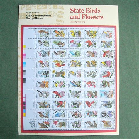 Even find out which state has designated a pine cone as its official flower! Fifty State Birds Flowers Officially Numbered Full Sheet ...