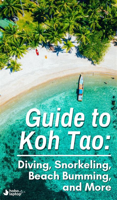 An Aerial View Of A Beach With Palm Trees And Boats In The Water Text Reads Guide To Koh Tao