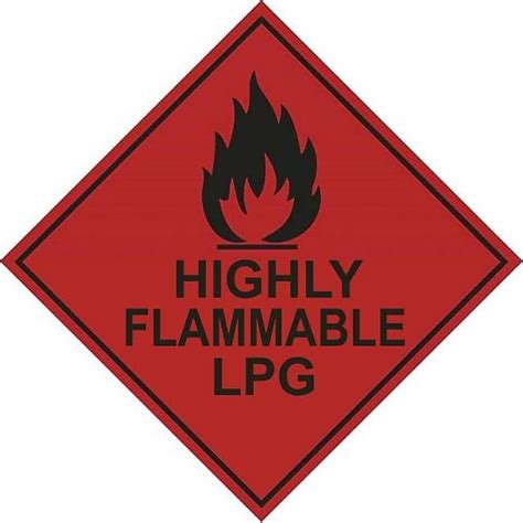 Highly Flammable LPG Hazard Warning Diamond Label 100mm X 100mm L S