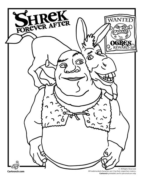 Shrek And Donkey Coloring Page Cartoon Jr