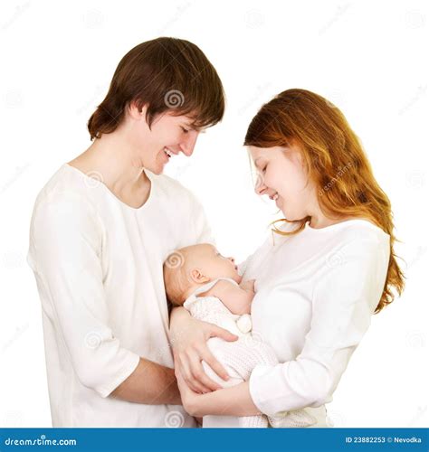 Familia Feliz Sonriente Con Recién Nacido Imagen De Archivo Imagen De