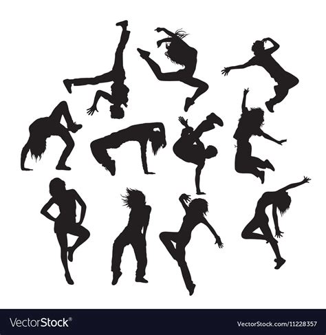 Hip Hop Dancers Silhouettes Royalty Free Vector Image