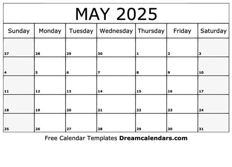 May 2025 Calendar Free Blank Printable Templates