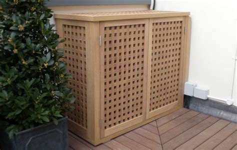 You may stain it or paint the way you like. Air Conditioner Unit Cover Wood | Fancy Decorative Air ...