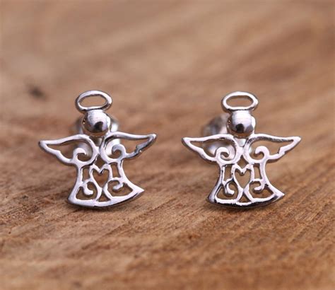 Sterling Silver Angel Earrings Sterling Silver Guardian Angel Earrings