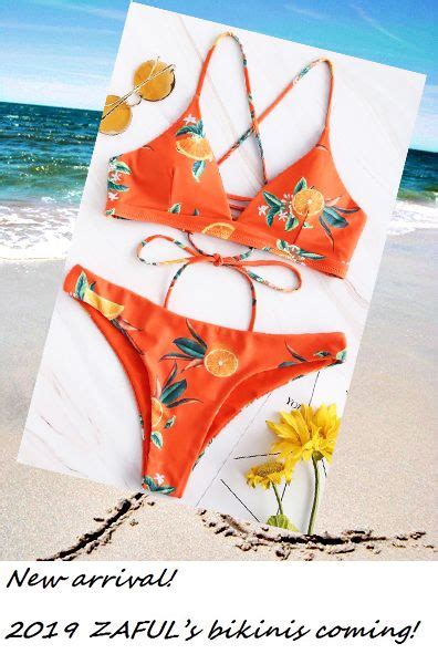New Zaful Orange Print Criss Cross Bikini Set Bikinis Criss
