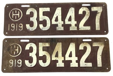 Lot - (2) 1919 Ohio License Plates