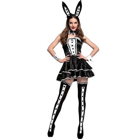 adult sexy womens fanciest dapper tuxedo style bunny club wear halloween costume in sexy