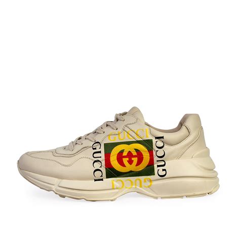 Gucci Leather Logo Rhyton Sneakers White S 44 95 Luxity