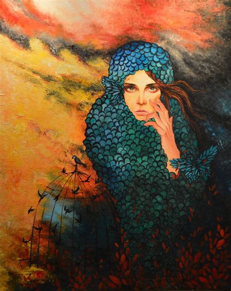 The Bird Girl Painting By Sikha Ks Saatchi Art