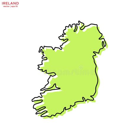 Green Map Of Ireland With Outline Vector Design Template Editable