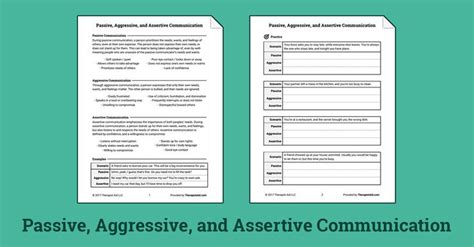 Passive Aggressive And Assertive Communication Worksheet