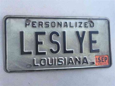 Louisiana Vanity License Plate Leslye Leslie Les Lye