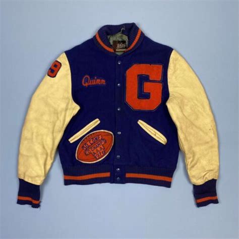Vintage 1970s Whiting Letterman College Varsity Jacket W Leather Mens