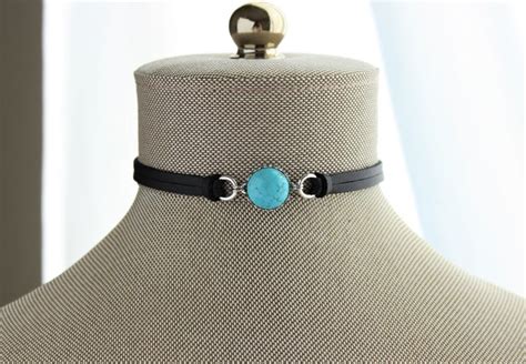 Turquoise Choker Leather Colors To Choose From Etsy
