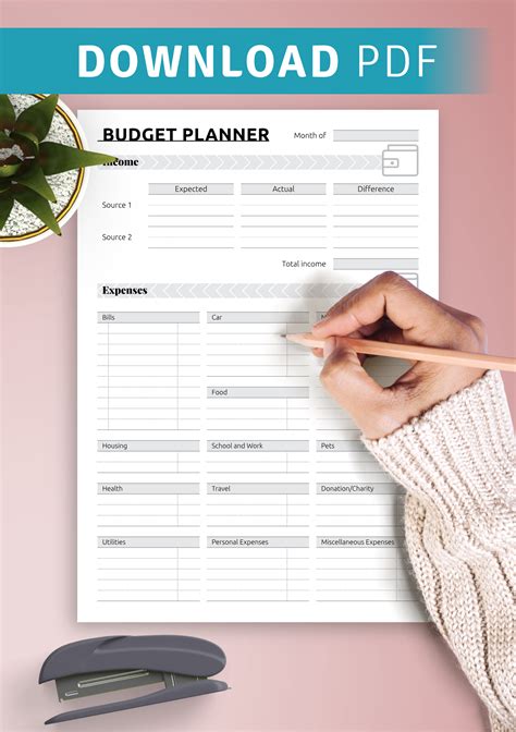 Simple Monthly Budget Template Printable Foplm