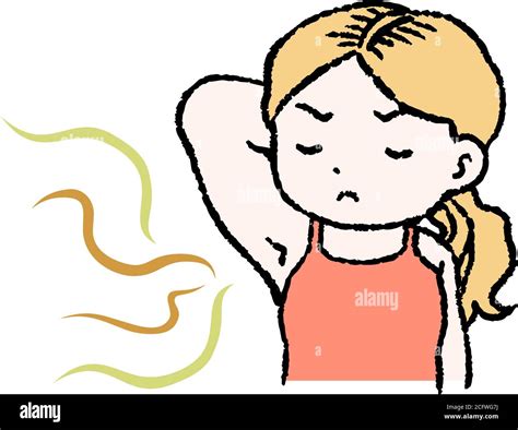 This Is A Illustration Of Woman Suffering From Armpit Odor Stock Vector