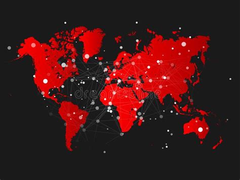 Silueta Del Mapa Del Mundo Con Rejilla De La Conexión Vector El Ejemplo Stock De Ilustración