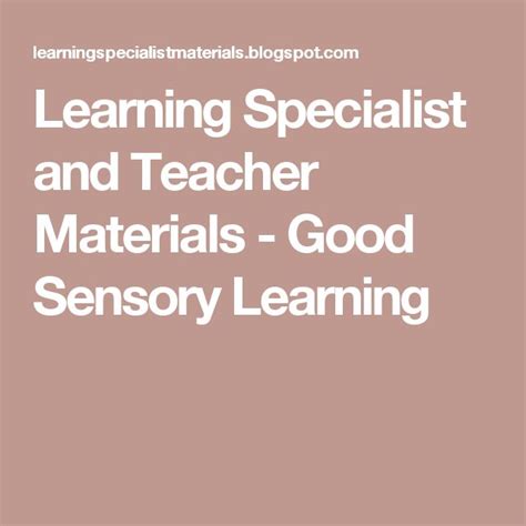 The Words Learning Specialist And Teacher Materials Good Sensory