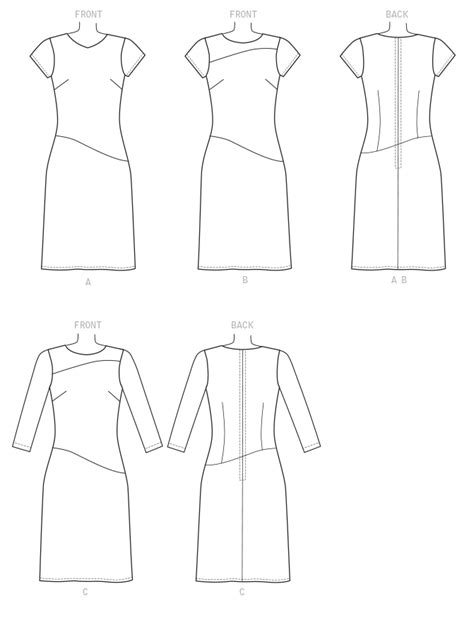 B6480 Misses Fitted Dresses With Hip Detail Neck And Sleeve Variations Sew Irish