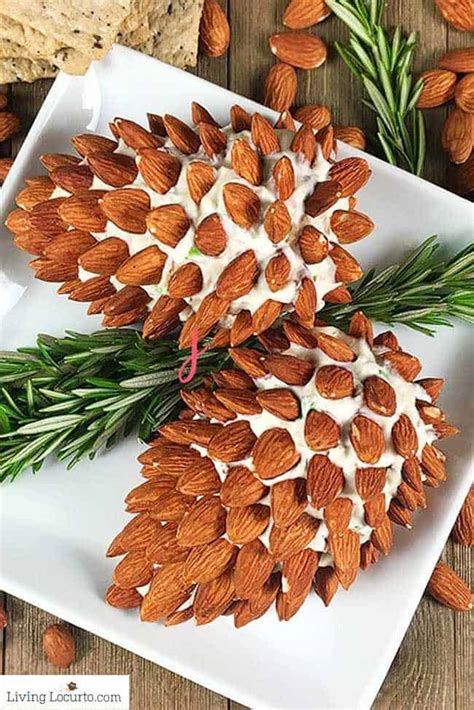 Pine Cone Cheese Ball With Almonds Christmas Party Appetizer